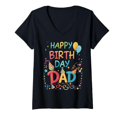 Damen OMG, es ist der Geburtstag meines Vaters, Alles Gute für Mich, Vater, Papa T-Shirt mit V-Ausschnitt Damen OMG, es ist der Geburtstag meines Vaters, Alles Gute für Mich, Vater, Papa T-Shirt mit V-Ausschnitt von Happy Birthday Dad