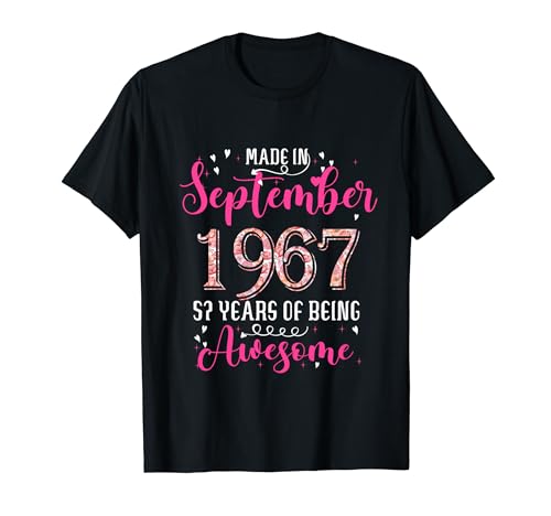 Blumengeschenk zum 57. Geburtstag für Damen, geboren im September 1967 T-Shirt von Happy Birthday Floral Gift for Womens
