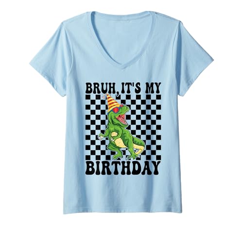 Damen It's My Birthday Happy Kids T-Rex Boys – Dino Geburtstagsparty T-Shirt mit V-Ausschnitt Damen It's My Birthday Happy Kids T-Rex Boys – Dino Geburtstagsparty T-Shirt mit V-Ausschnitt von Happy Birthday Kids Dinosaur Gifts