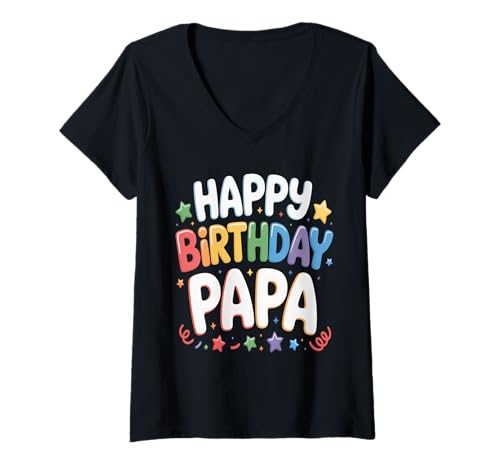 Damen OMG, es ist die Geburtstagsfamilie meines Papas T-Shirt mit V-Ausschnitt Damen OMG, es ist die Geburtstagsfamilie meines Papas T-Shirt mit V-Ausschnitt von Happy Birthday Papa