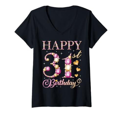 Damen Alles Gute zum 31. Geburtstag, Geburtstagsfeier für Männer und Frauen, 31 Jahre T-Shirt mit V-Ausschnitt Damen Alles Gute zum 31. Geburtstag, Geburtstagsfeier für Männer und Frauen, 31 Jahre T-Shirt mit V-Ausschnitt von Happy Birthday Party It's My Birthday Party