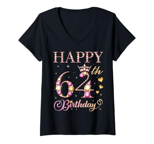 Damen Alles Gute zum 64. Geburtstag, Geburtstagsfeier für Herren und Damen, 64 Jahre T-Shirt mit V-Ausschnitt von Happy Birthday Party It's My Birthday Party