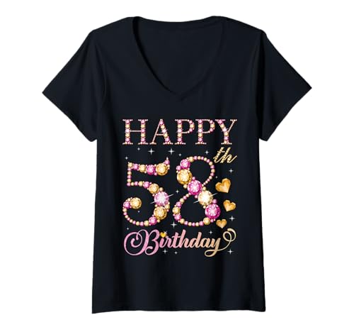 Damen Geburtstagsfeier für Männer und Frauen, 58 Jahre, Alles Gute zum 58. Geburtstag T-Shirt mit V-Ausschnitt Damen Geburtstagsfeier für Männer und Frauen, 58 Jahre, Alles Gute zum 58. Geburtstag T-Shirt mit V-Ausschnitt von Happy Birthday Party It's My Birthday Party