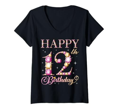 Damen Geburtstagsparty für Jungen und Mädchen zum 12. Geburtstag, 12 Jahre T-Shirt mit V-Ausschnitt Damen Geburtstagsparty für Jungen und Mädchen zum 12. Geburtstag, 12 Jahre T-Shirt mit V-Ausschnitt von Happy Birthday Party It's My Birthday Party