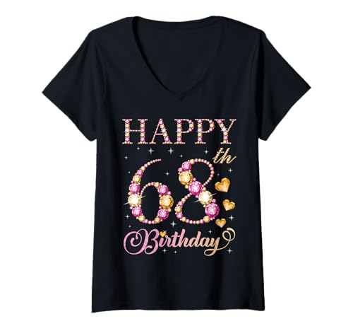 Damen Geburtstagsparty für Männer und Frauen, 68 Jahre, Alles Gute zum 68. Geburtstag T-Shirt mit V-Ausschnitt Damen Geburtstagsparty für Männer und Frauen, 68 Jahre, Alles Gute zum 68. Geburtstag T-Shirt mit V-Ausschnitt von Happy Birthday Party It's My Birthday Party