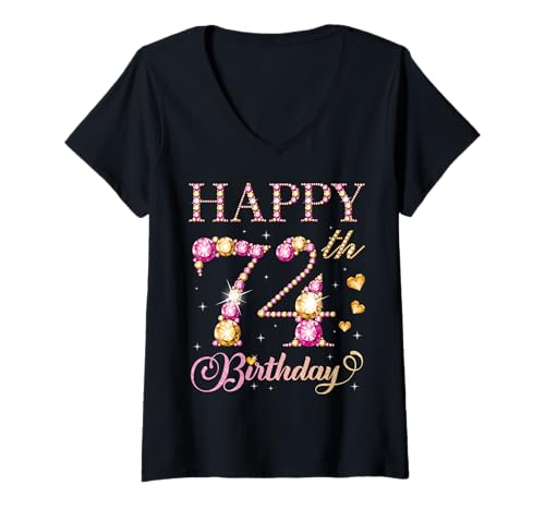 Damen Geburtstagsparty für Männer und Frauen, 74 Jahre, Alles Gute zum 74. Geburtstag T-Shirt mit V-Ausschnitt Damen Geburtstagsparty für Männer und Frauen, 74 Jahre, Alles Gute zum 74. Geburtstag T-Shirt mit V-Ausschnitt von Happy Birthday Party It's My Birthday Party