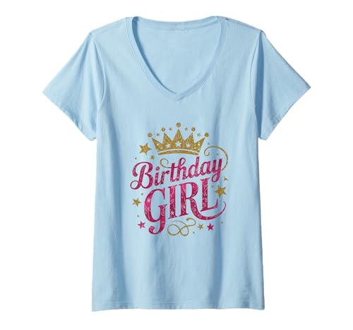 Damen Für Geburtstagskind | Birthday Girl Graphic T-Shirt mit V-Ausschnitt Damen Für Geburtstagskind | Birthday Girl Graphic T-Shirt mit V-Ausschnitt von Happy Birthday To Ya