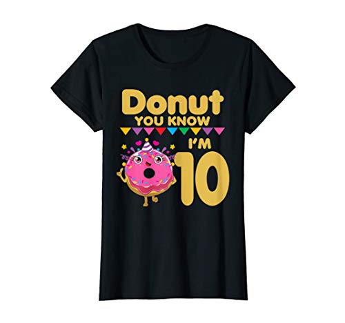 Süße Donut 10 Jahre Alt Mädchen Geburtstag T-Shirt von Happy Birthday by NipoCutie