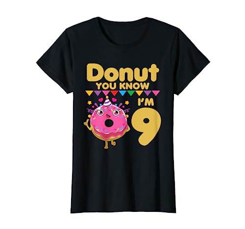 Süße Donut 9 Jahre Alt Mädchen Geburtstag T-Shirt von Happy Birthday by NipoCutie