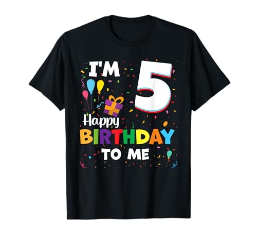 Kinder 5 Jahre 5. Geburtstag Happy Birthday Jungen Mädchen 5 Jahre T-Shirt von Happy Birthday to Me Kid Birthday Gift 5 Years old