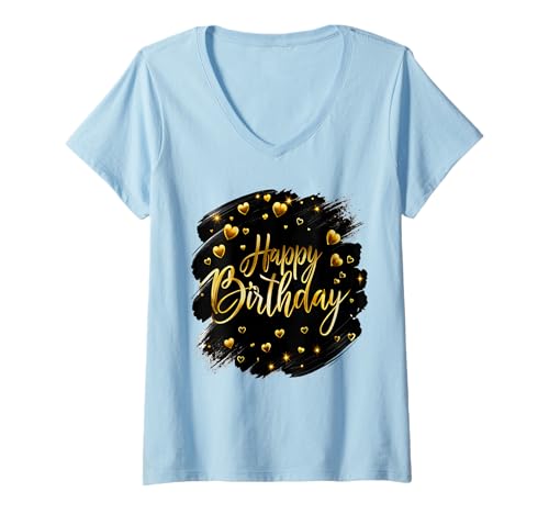 Damen It's My Birthday Damen Mädchen Geburtstag to My Love T-Shirt mit V-Ausschnitt von Happy Birthday