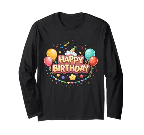Luftballons Geburtstag für Frauen Teenager Mädchen Kinder Langarmshirt von Happy Birthday