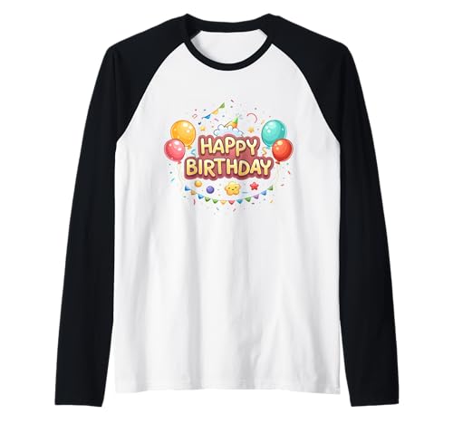 Luftballons Geburtstag für Frauen Teenager Mädchen Kinder Raglan von Happy Birthday