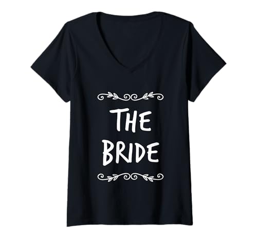 Damen Lustiger Text für süße Bräute mit einem Wort Zitat The Bride T-Shirt mit V-Ausschnitt Damen Lustiger Text für süße Bräute mit einem Wort Zitat The Bride T-Shirt mit V-Ausschnitt von Happy Bride Quotes One Word Quote Bride Shirt