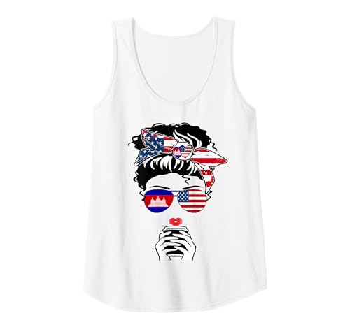 Damen Kambodschanische Amerikanische Kaffee Mama Mädchen Schwester Kambodscha USA Flagge Tank Top Damen Kambodschanische Amerikanische Kaffee Mama Mädchen Schwester Kambodscha USA Flagge Tank Top von Happy Cambodia America Day Cambodian American Tee