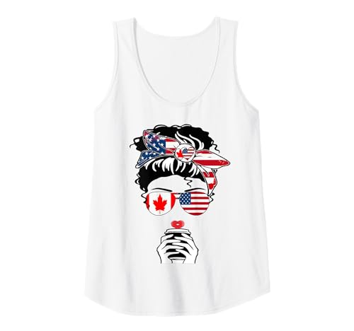 Damen Canadian American Coffee Mama Girl Sis Aunt Kanada USA Flagge Tank Top Damen Canadian American Coffee Mama Girl Sis Aunt Kanada USA Flagge Tank Top von Happy Canada America Days Canadian American Pride