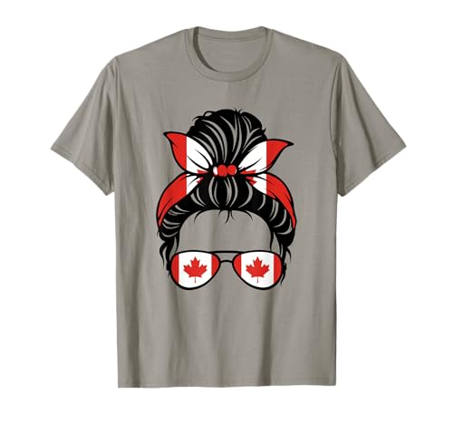Kanada Kostüm Kanadische Flagge Messy Bun Kanada für Damen Herren T-Shirt Kanada Kostüm Kanadische Flagge Messy Bun Kanada für Damen Herren T-Shirt von Happy Canada Day - Canada Tee