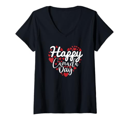 Damen Ich Liebe Kanada Happy Canada Day T-Shirt mit V-Ausschnitt Damen Ich Liebe Kanada Happy Canada Day T-Shirt mit V-Ausschnitt von Happy Canada Day Funny I Love Canada Apparel Co