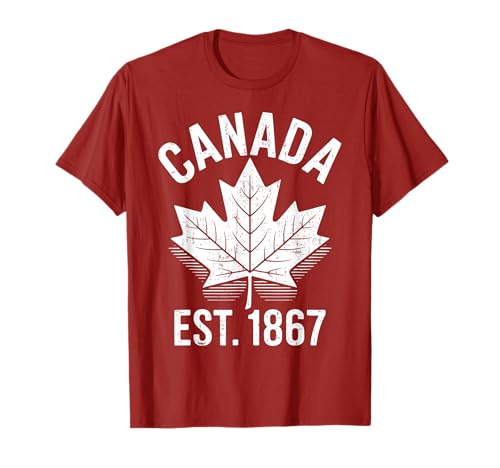 Kanada Maple Leaf Est 1867 Retro Canada Day Pride Herren Damen T-Shirt Kanada Maple Leaf Est 1867 Retro Canada Day Pride Herren Damen T-Shirt von Happy Canada Day Outfits for Men Women Kids.