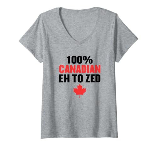 Damen 100% kanadisch Von Eh bis Zed Funny T-Shirt mit V-Ausschnitt Damen 100% kanadisch Von Eh bis Zed Funny T-Shirt mit V-Ausschnitt von Happy Canada Day
