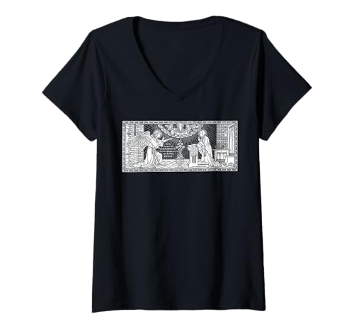 Damen Die Verkündigungskunst Mutter Maria St. Gabriel Katholisches Missale T-Shirt mit V-Ausschnitt von Happy Catholics