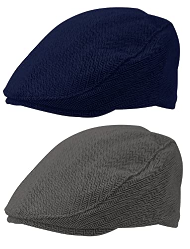 2 Stück Kleinkinder Schiebermütze für Jungen Baskenmütze Mütze Flat Cap Newsboy Kapppe Barett 48cm 1-2 Jahre von Happy Cherry