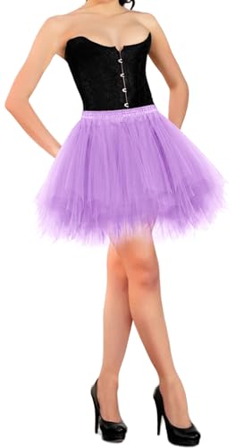 Atmungsaktive One Size Puffy Kostüm Outfit Petticoat Teen Mädchen Leichte Spitze Erwachsene Ballett Tanz Tutu Rock für Disco Party Geburtstag Lila von Happy Cherry