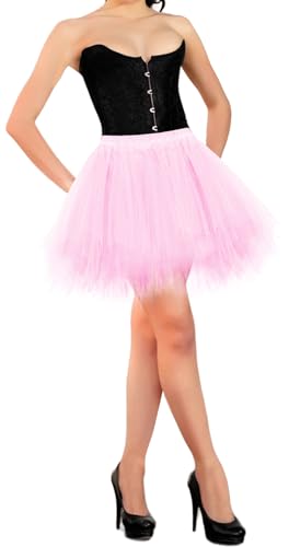 Atmungsaktive One Size Puffy Kostüm Outfit Petticoat Teen Mädchen Leichte Spitze Erwachsene Ballett Tanz Tutu Rock für Disco Party Geburtstag Rosa von Happy Cherry