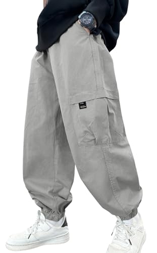Baggy Jogging House Kinder Jungs 122-128 Weite Hose Cargohose Hip-Hop Freizeithose Jogger Grau von Happy Cherry