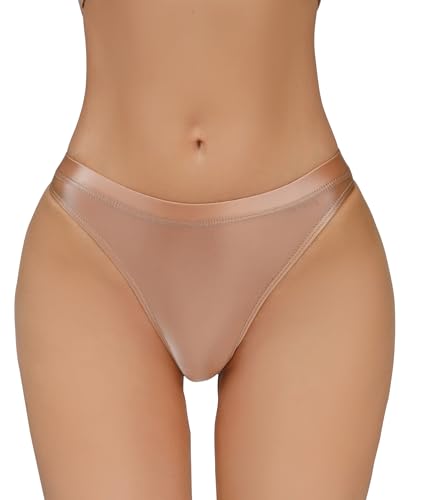 Damen Unsichtbare Unterhosen mit Niedriger Taille Weiche Seidige Dehnbare Cheeky Höschen Elastisch Nahtlose Basic Höschen Panties Braun L von Happy Cherry