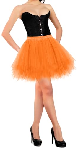 Elastischer Bund Mehrschichtige Flauschige Tüll Mesh Fancy Kleid für Frauen Klassische unregelmäßige Dress Up Rock Night Club Rollenspiel Orange von Happy Cherry