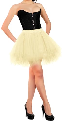 Elastischer Bund Mehrschichtige Flauschige Tüll Mesh Fancy Kleid für Frauen Klassische unregelmäßige Dress Up Rock für Karneval Pretend Play Gelb von Happy Cherry