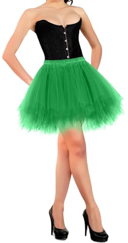 Elastischer Bund Mehrschichtige Flauschige Tüll Mesh Fancy Kleid für Frauen Klassische unregelmäßige Dress Up Rock für Karneval Pretend Play Grün von Happy Cherry