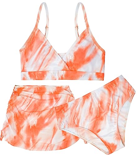 Girl's 3 Stück Badeanzüge Tie Dye Bikini Badeanzug mit Cover Up Strand Rock 12-13 Jahre von Happy Cherry