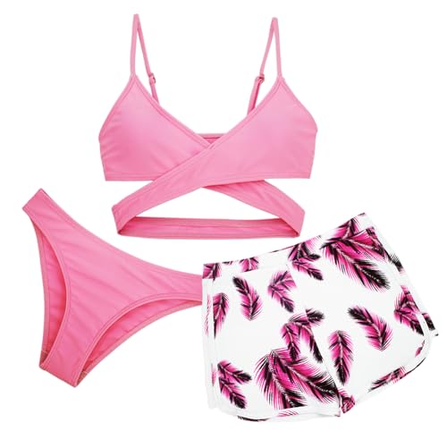 Girl's 3 Stück Badeanzüge Tie Dye Bikini Badeanzug mit Cover Up Strand Rock Tag 12-13=EU 10-11 Jahre von Happy Cherry