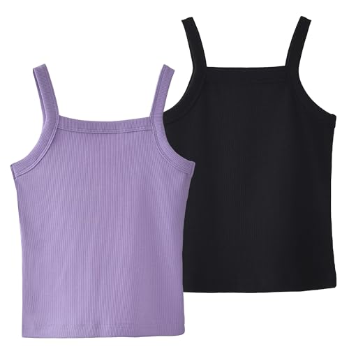 Happy Cherry 2 Stück Unterhemd Kinder Basic Tank Top Ärmelloses Camisole Bequem Atmungsaktiv Spaghettiträger Tops für Mädchen 130CM/7-8 Jahre von Happy Cherry