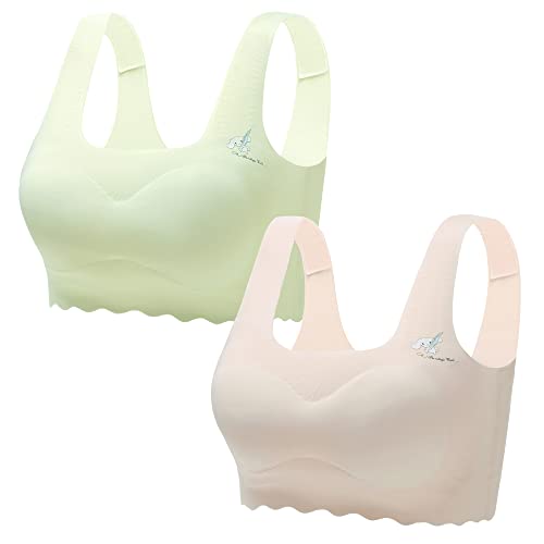 Happy Cherry 2er Pack Mädchen Bustier Ohne Bügel Sport BH EIS Seide Breiter Träger BH Weich Stretch Gepolstert Bralette Ultra Leicht Zero Feel Bustier von Happy Cherry