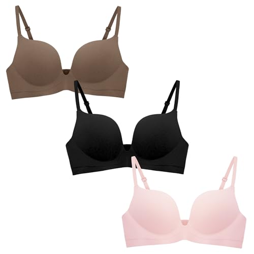 Happy Cherry 3 4 5 6 Stück Teen Girl BH Unterwäsche Gepolsterter BH Drahtlose Nahtlose Bralettes Sport Training BHs Weich Atmungsaktiv Crop Tops mit verstellbarem Riemen für Kinder Teenager Junge von Happy Cherry