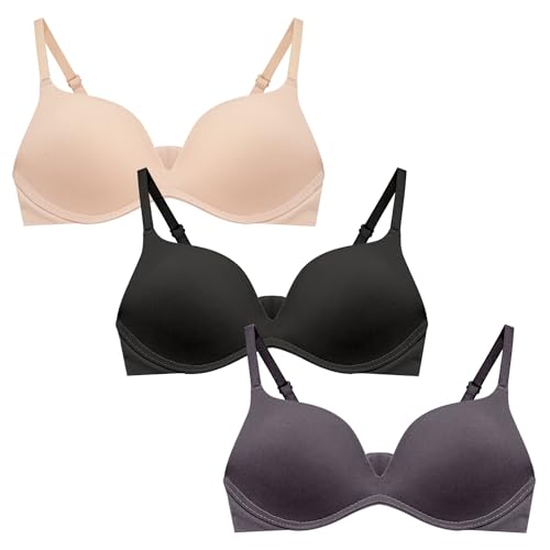 Happy Cherry 3 4 5 6 Stück Teen Girl BH Unterwäsche Gepolsterter BH Drahtlose Nahtlose Bralettes Sport Training BHs Weich Atmungsaktiv Crop Tops mit verstellbarem Riemen für Kinder Teenager Junge von Happy Cherry