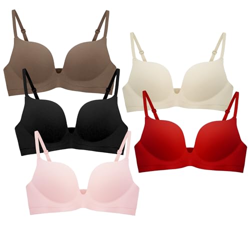 Happy Cherry 3 4 5 6 Stück Teen Girl BH Unterwäsche Gepolsterter BH Drahtlose Nahtlose Bralettes Sport Training BHs Weich Atmungsaktiv Crop Tops mit verstellbarem Riemen für Kinder Teenager Junge von Happy Cherry