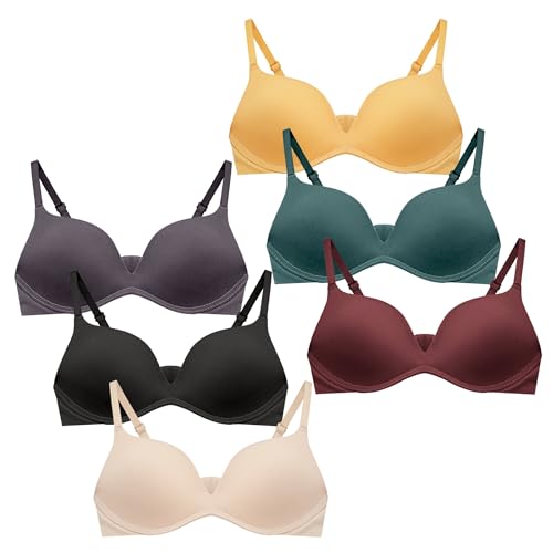 Happy Cherry 3 4 5 6 Stück Teen Girl BH Unterwäsche Gepolsterter BH Drahtlose Nahtlose Bralettes Sport Training BHs Weich Atmungsaktiv Crop Tops mit verstellbarem Riemen für Kinder Teenager Junge von Happy Cherry