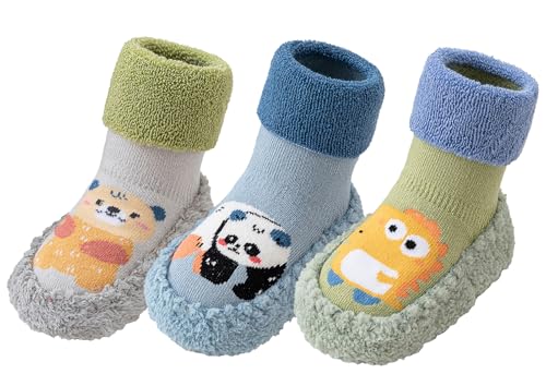 Happy Cherry 3 Paar Baby Jungen Mädchen Rutschfeste Schuhe Kleinkind Lauflernschuhe Sockenschuhe Anti-Rutsch Cartoon Schuhe 12-18 Monate von Happy Cherry