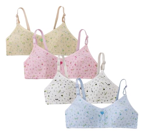 Happy Cherry 3 Stück Mädchen Sport BHS Teens Bedruckte Unterwäsche mit Fest Gepolsterte Verstellbarem Schultergurt Kleinkinder Bustier 10-12 Jahre von Happy Cherry