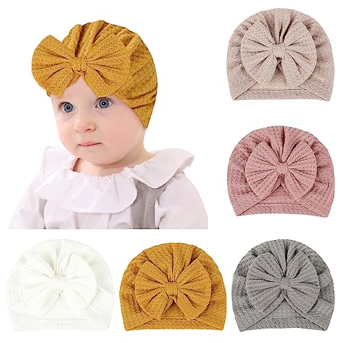 Happy Cherry 5 Stück Neugeborene Mütze Turban Baby Mädchen Jungen Beanie Hut Krankenhaus Weich von Happy Cherry