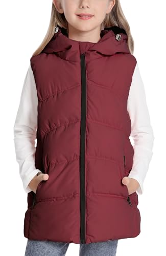 Happy Cherry - Ärmellose Winterjacke Kinder Jungen mit Kapuze Mädchen Weste Winter Warme Daunenweste Kleinkind Gepolsterte Kinderweste mit Reißverschluss Schule Outdoor Sport - 122-128 - Rot von Happy Cherry