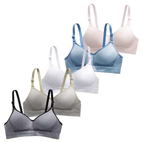 Happy Cherry BH Teenager Mädchen Sport BH Bralette Ohne Bügel Bustier mit Verstellbarem Schultergurt Basic Nahtlos Unterwäsche 5 Stück 34/75A von Happy Cherry