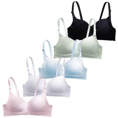 Happy Cherry BH Teenager Mädchen Sport BH Bralette Ohne Bügel Bustier mit Verstellbarem Schultergurt Basic Nahtlos Unterwäsche 5er-Pack 38/85A von Happy Cherry