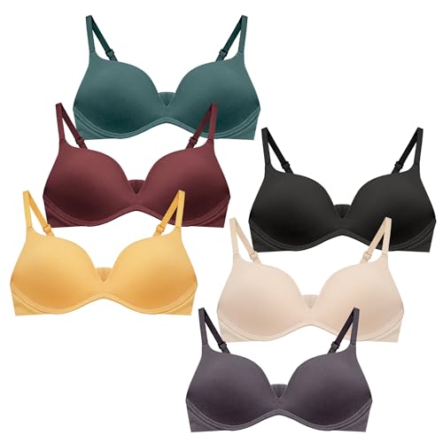 Happy Cherry BH Teenager Mädchen Sport BH Bralette Ohne Bügel Bustier mit Verstellbarem Schultergurt Basic Nahtlos Unterwäsche 6 Stück 34/75A von Happy Cherry