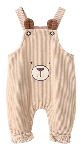 Happy Cherry - Baby Cord Latzhose Overall Mädchen Jungen Bequeme Hosenträger Hose Säuglingsoverall für Winter Frühling Herbst - 12-18 Monate - Beige von Happy Cherry