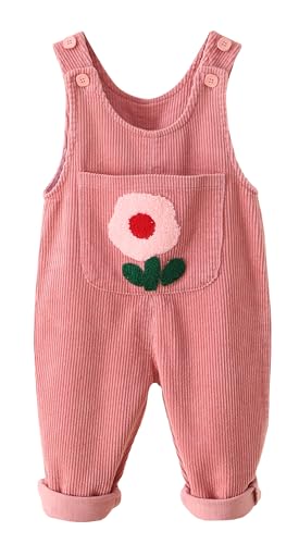 Happy Cherry - Baby Cord Latzhose Overall Mädchen Jungen Bequeme Hosenträger Hose Säuglingsoverall für Winter Frühling Herbst - 12-18 Monate - Rosa von Happy Cherry